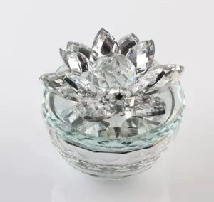 Glass lotus flower ornament, clear design